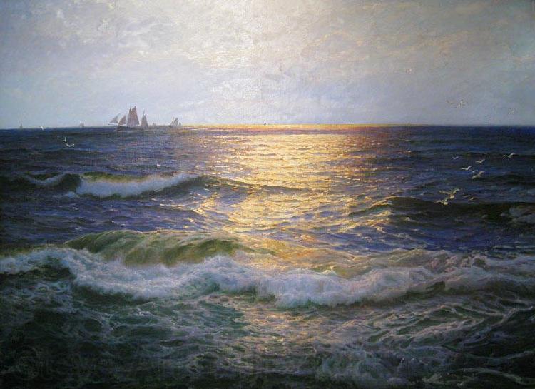 Carl Wilhelm Barth I Havbrynet - Solgangsveir France oil painting art